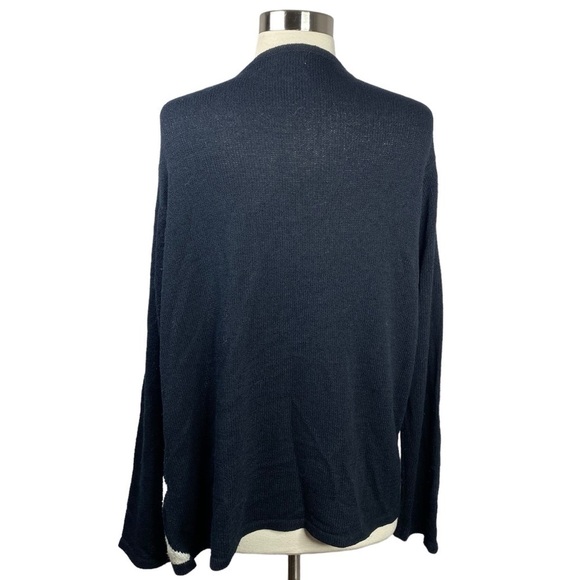 Vintage Joan Leslie Navy and White Argyle Knit Cardigan - Size M - Picture 3 of 5